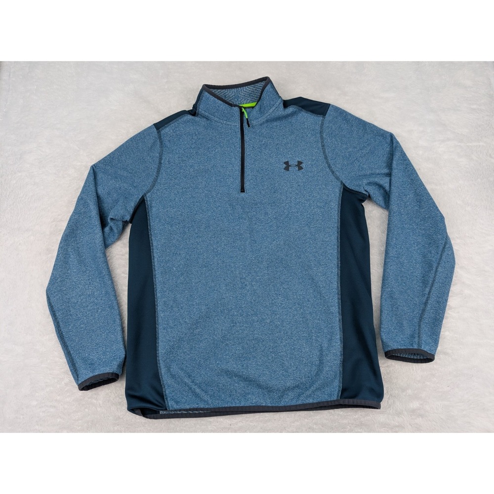 Under Armour 1/4 Zip Pullover Men's M Blue ColdGear Loose Fit Fleece Long Sleeve